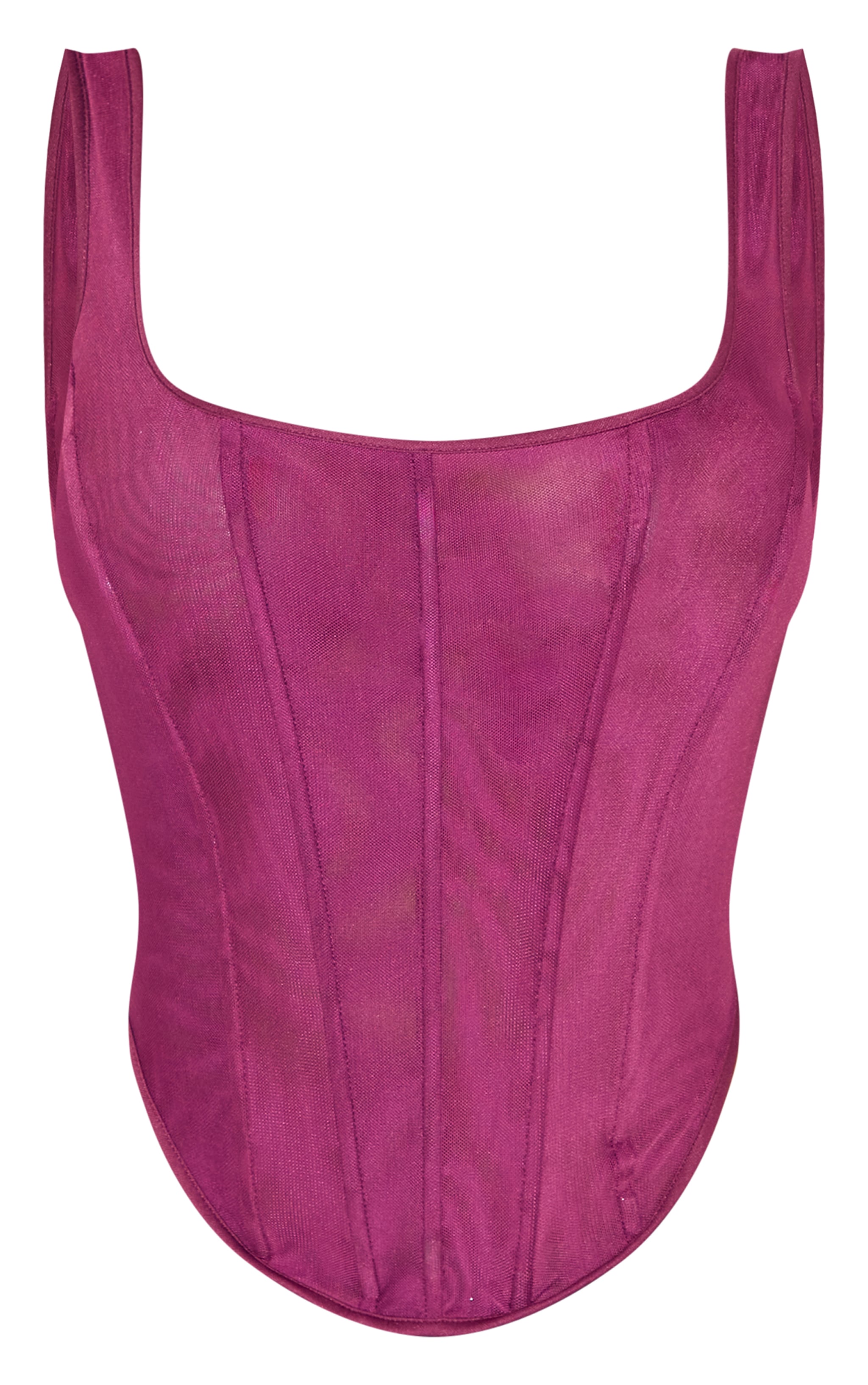 Shape Wine Mesh Square Neck Corset Top image 5