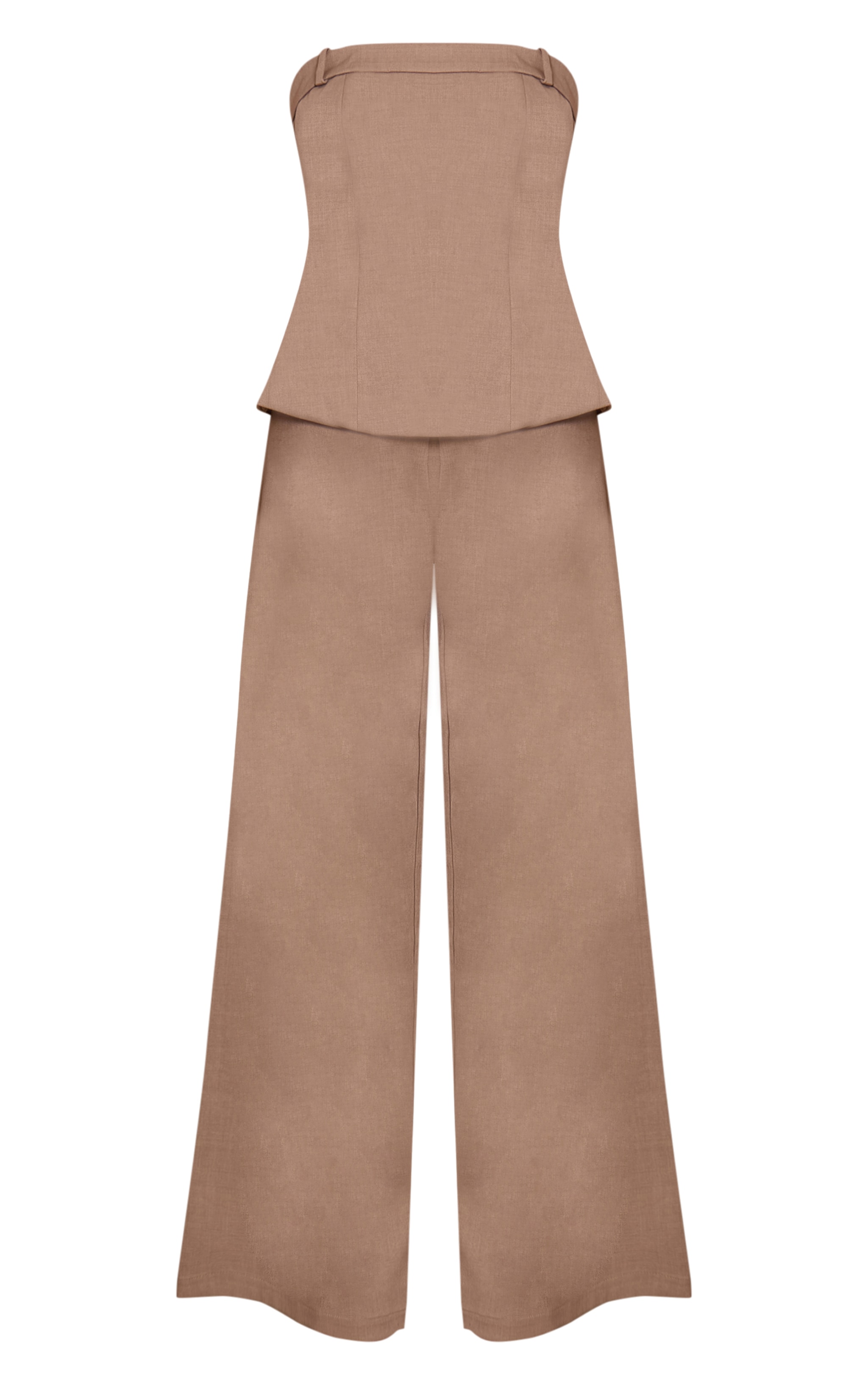 Mocha Bandeau Wrap Back Wide Leg Jumpsuit image 5