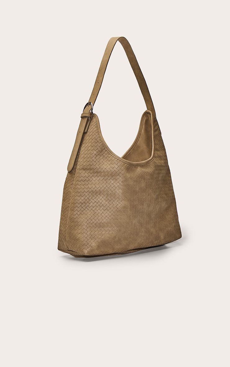 Olive Faux Suede Woven Shoulder Bag image 3