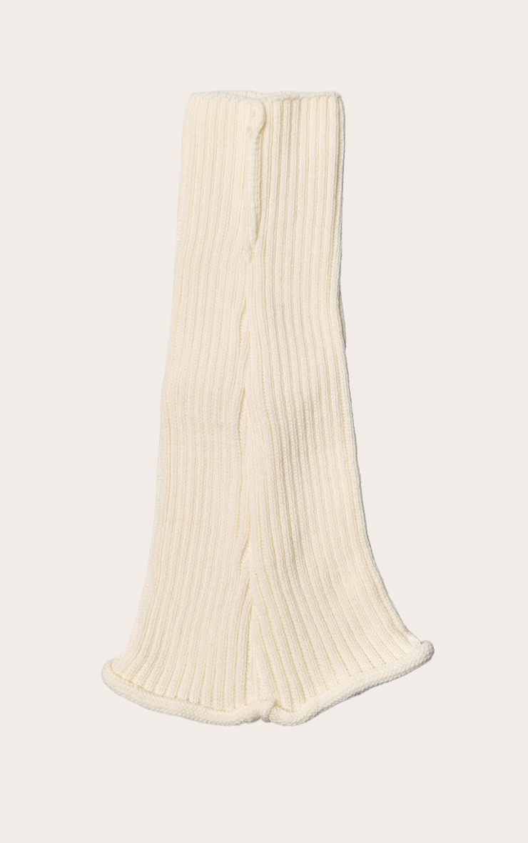 White Ribbed Flared Leg Warmers image 2