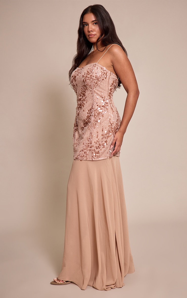 Shape Nude Tonal Sequin Dropped Hem Maxi Dress image 3