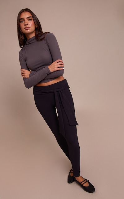 Legging très doux noir à taille nouée