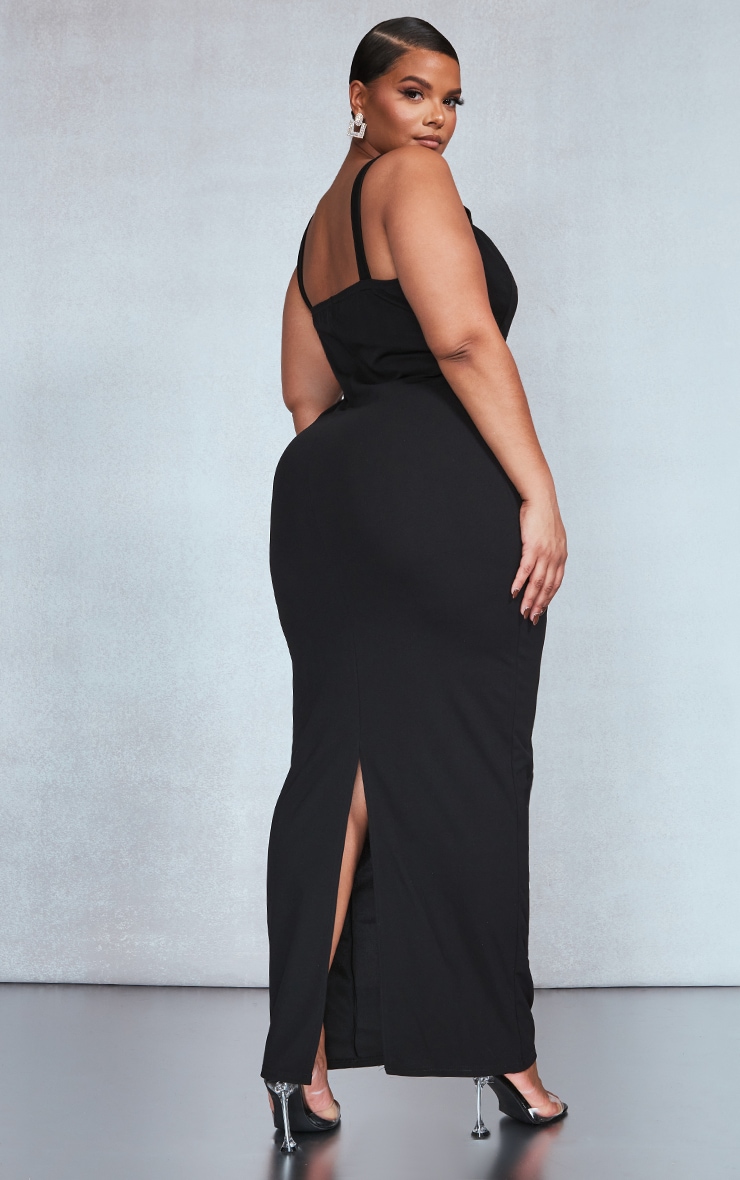 Plus Black Strap Detail Maxi Dress image 2