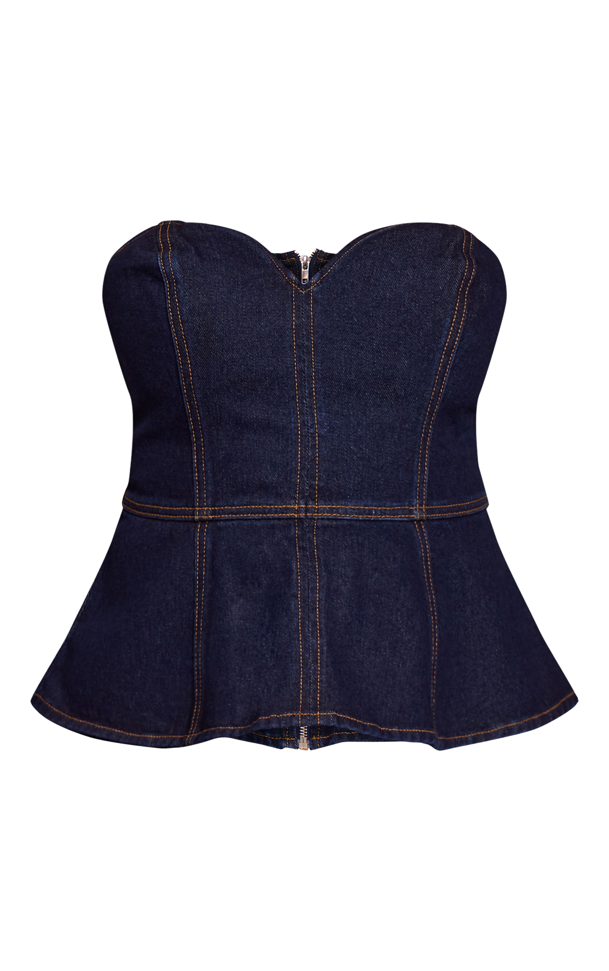 Shape Indigo Sweetheart Neckline Denim Peplum Top image 5