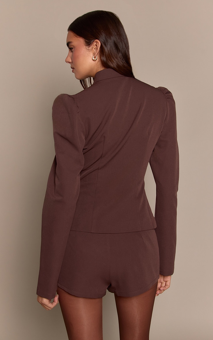 Chocolate Puff Sleeve Hook and Eye Top image 2