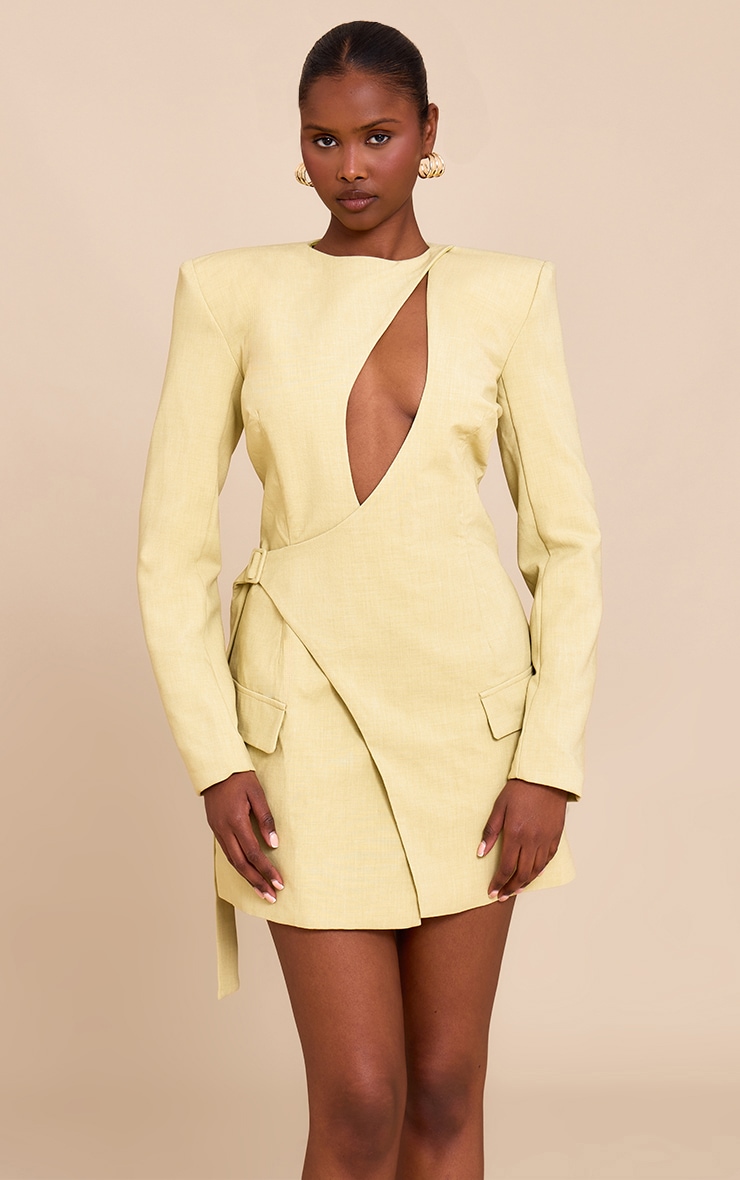 PLT Label Green Tailored Asymmetrical Cut Out Blazer Dress image 1