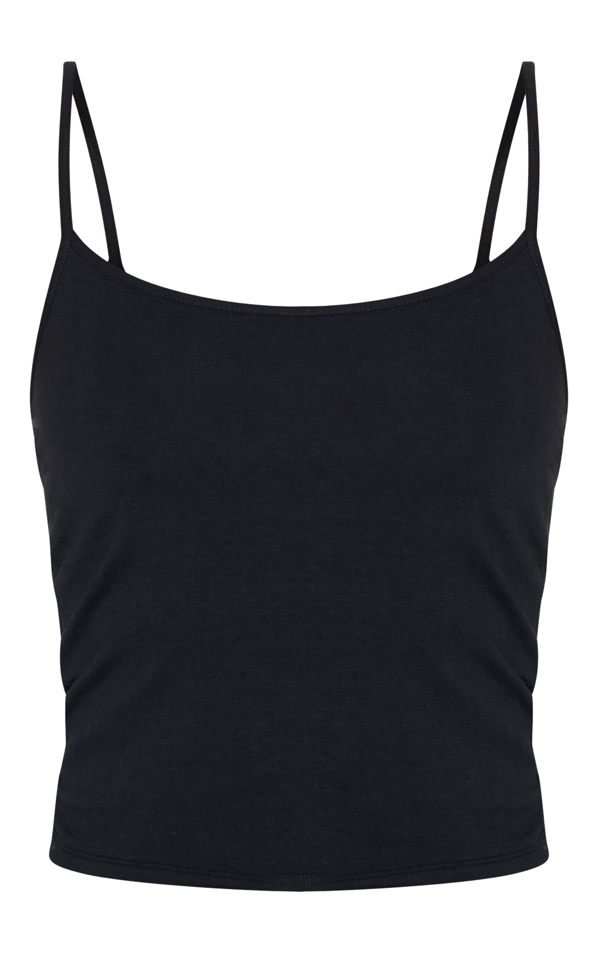 Tall Black Soft Cotton Strappy Vest Top image 5
