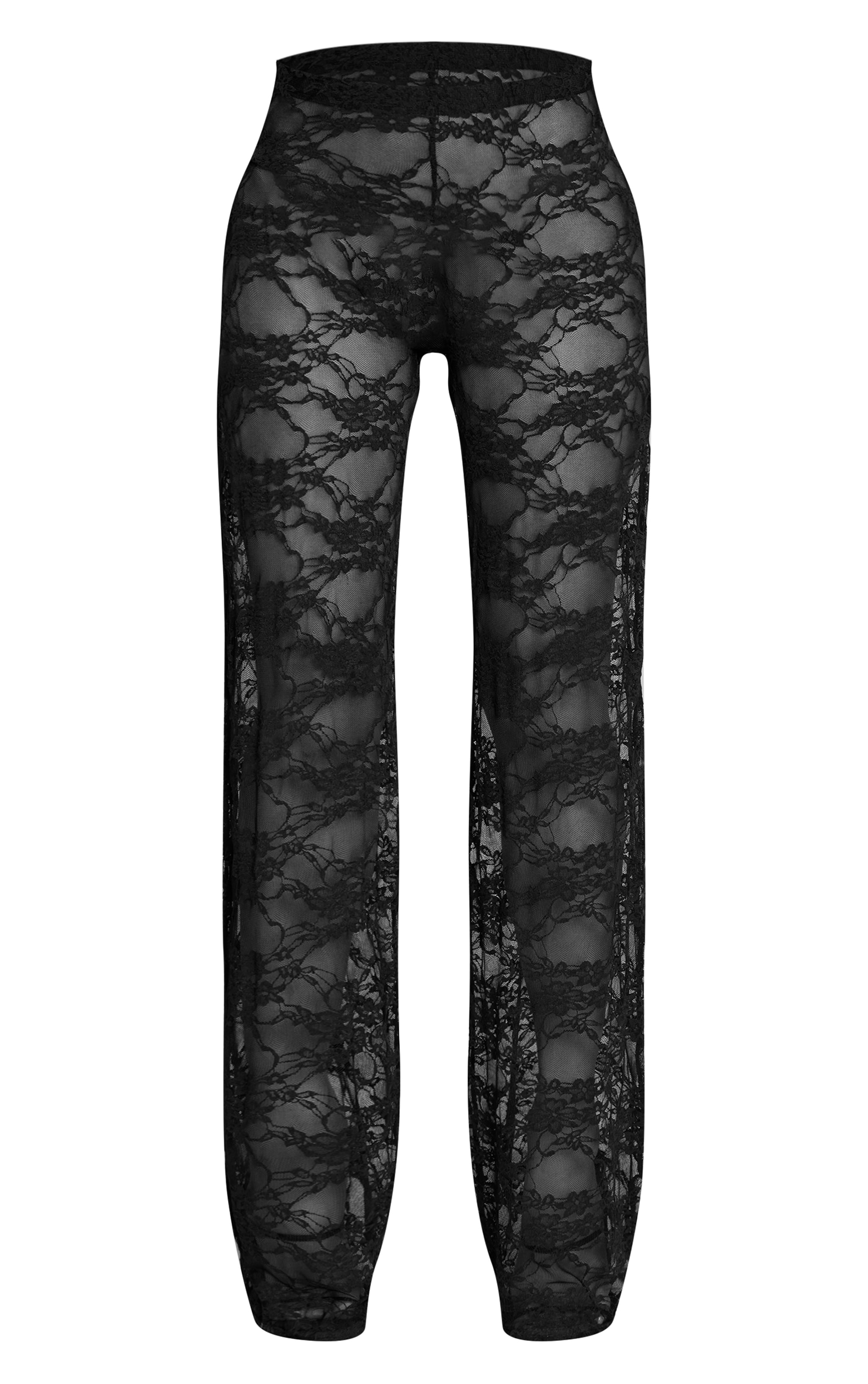 Black Sheer Lace Straight Leg Pant image 5