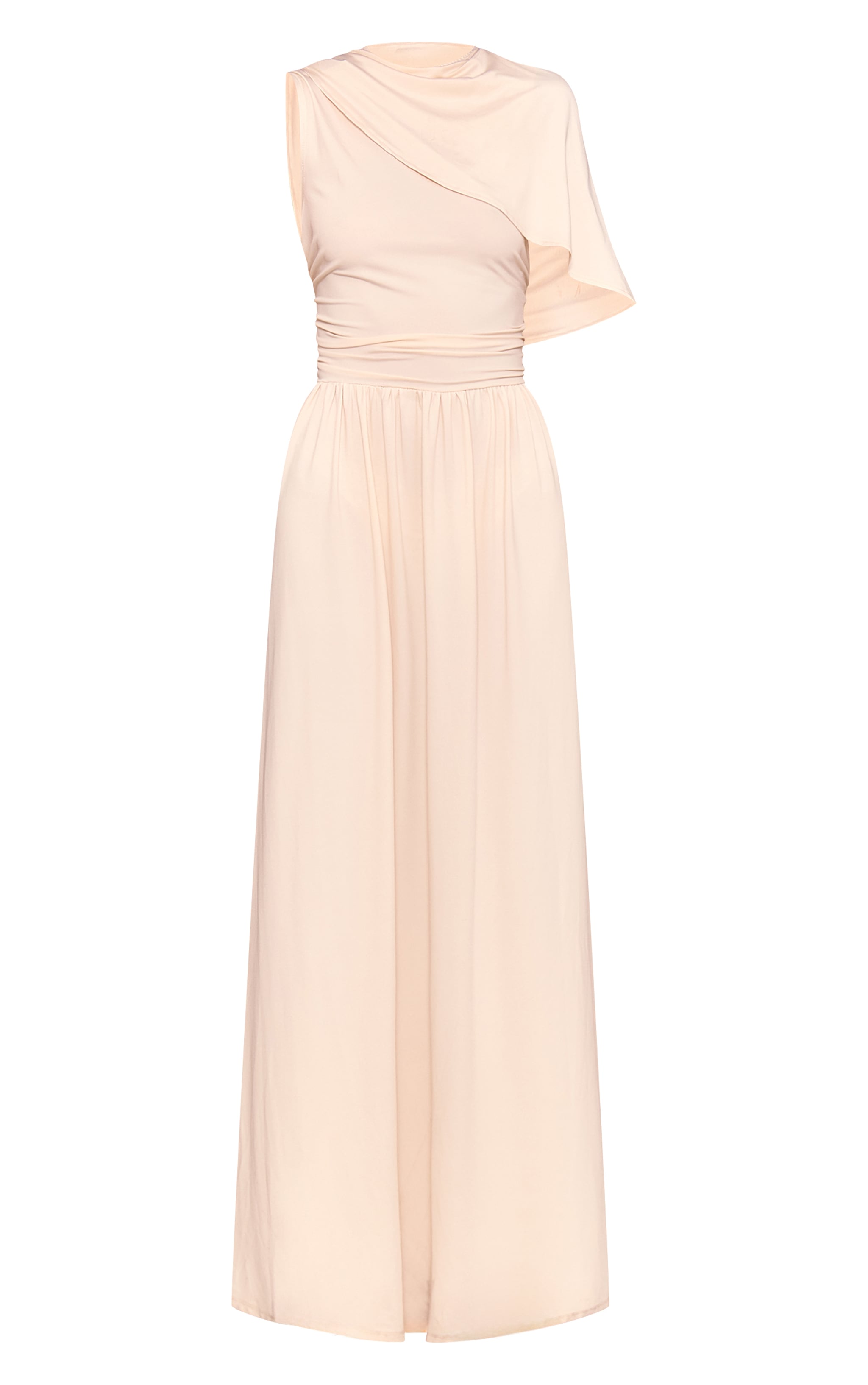 Cream Layered Ruched Maxi Dress image 5