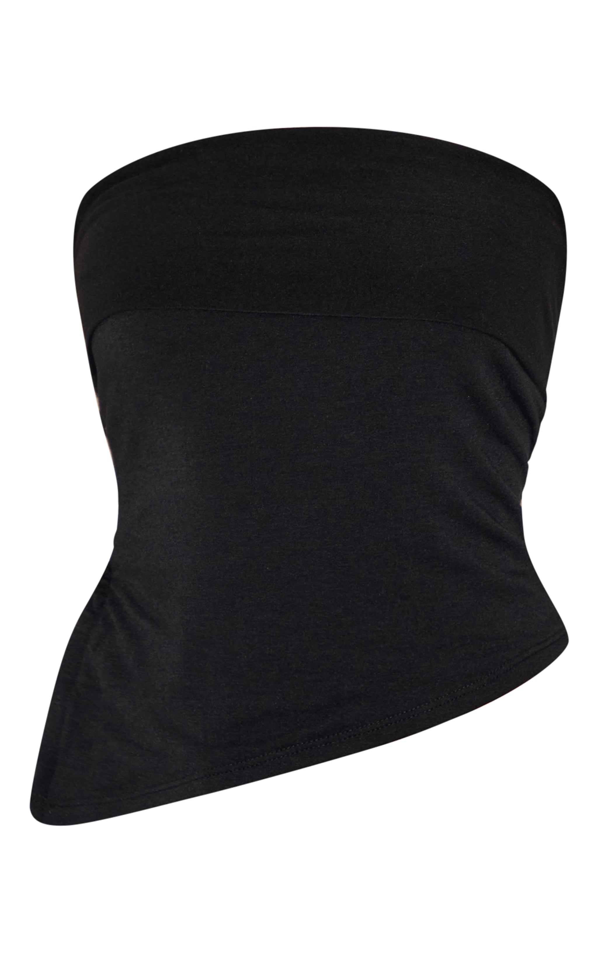 Black Contour Jersey Asymmetric Hem Bandeau Top image 5
