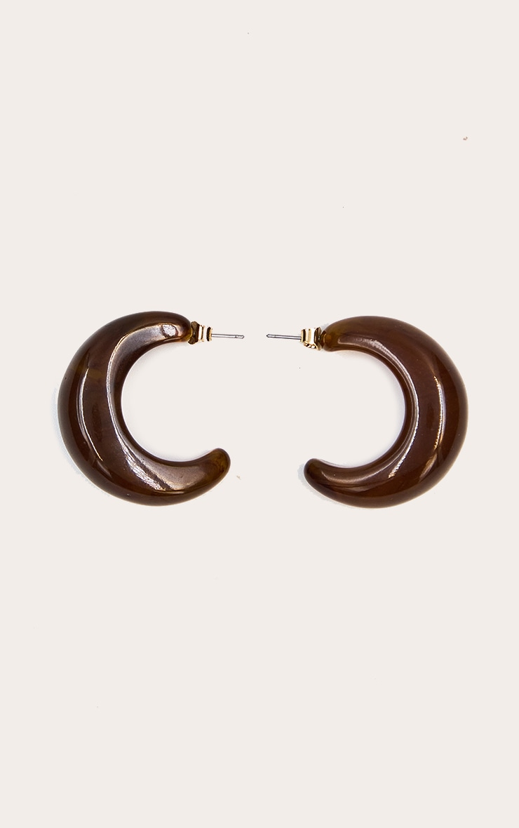 Brown Resin Chunky Hoop Earring image 2