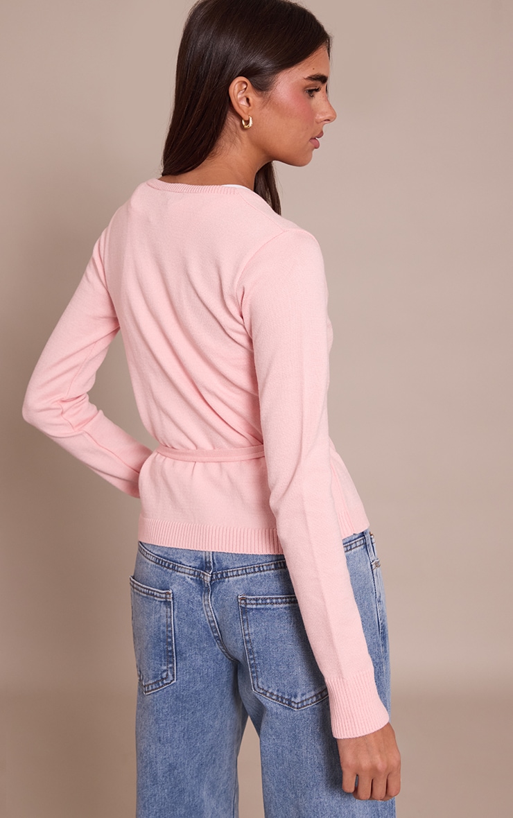 Pink Pilates Wrap Knitted Cardigan image 2