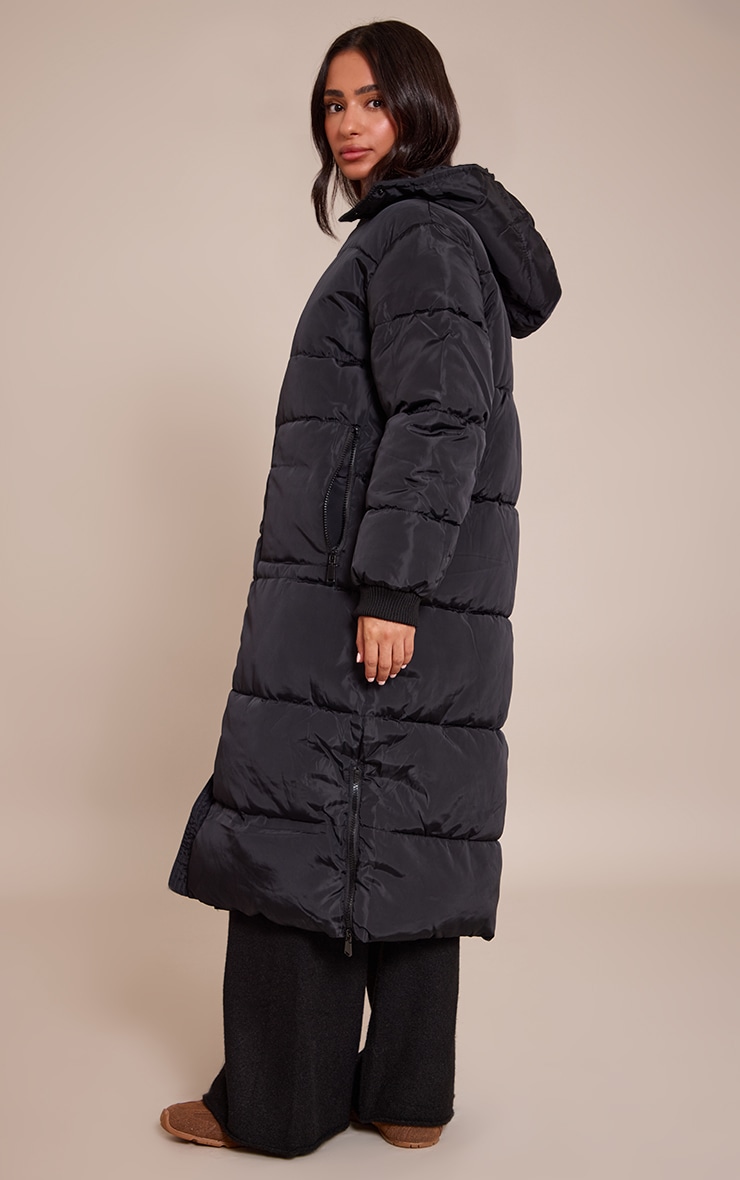 Petite Black Longline Puffer Coat