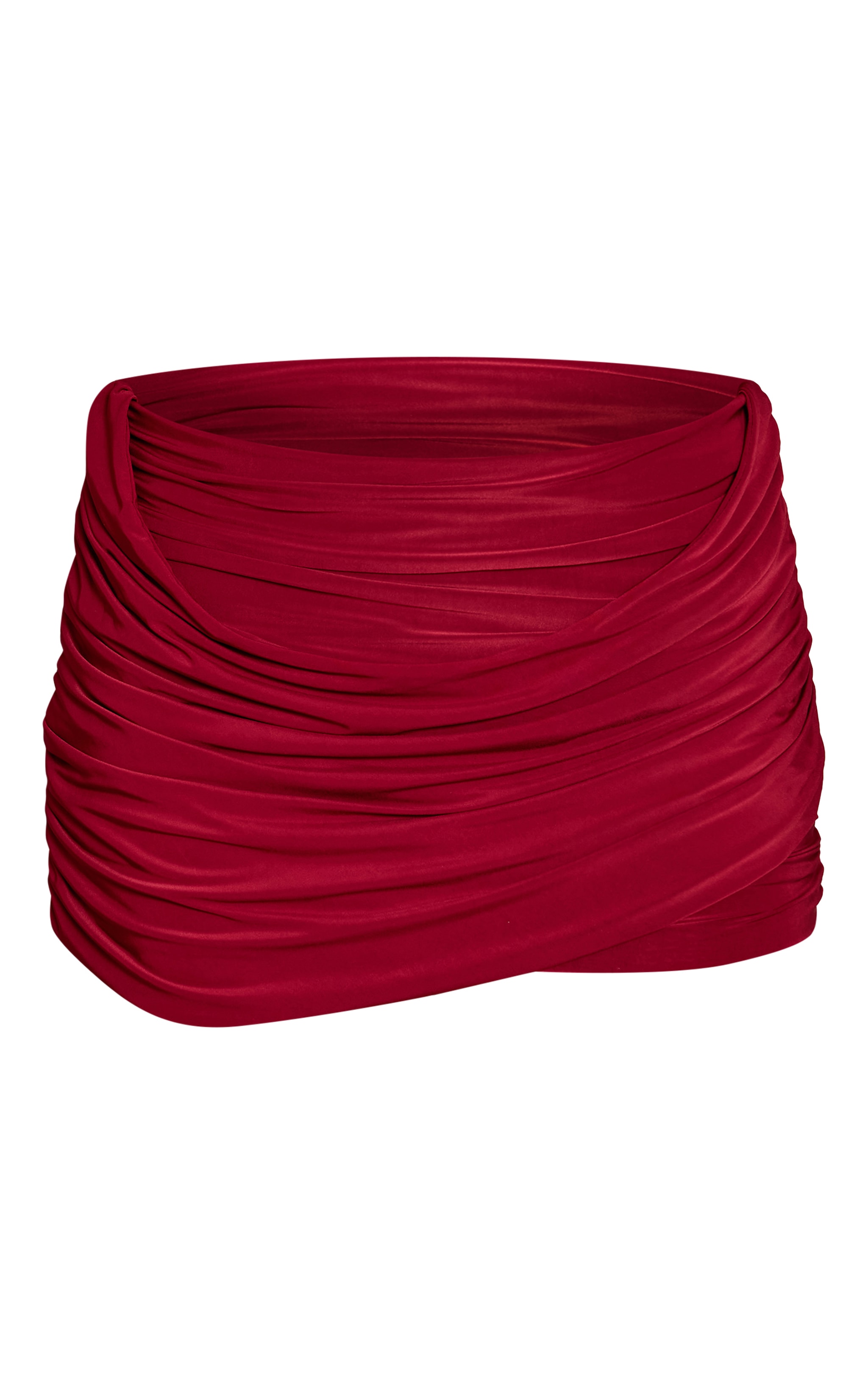 Wine Double Layer Slinky Drape Mini Skirt image 6