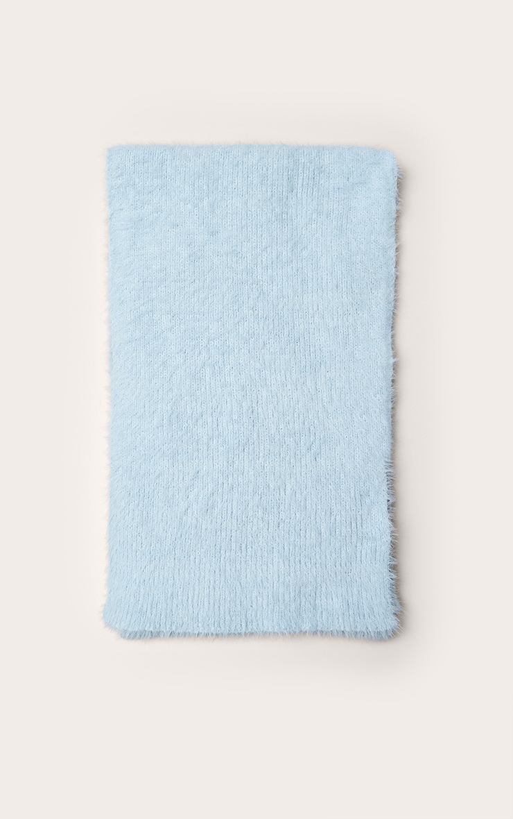Powder Blue Eyelash Knit Scarf image 2