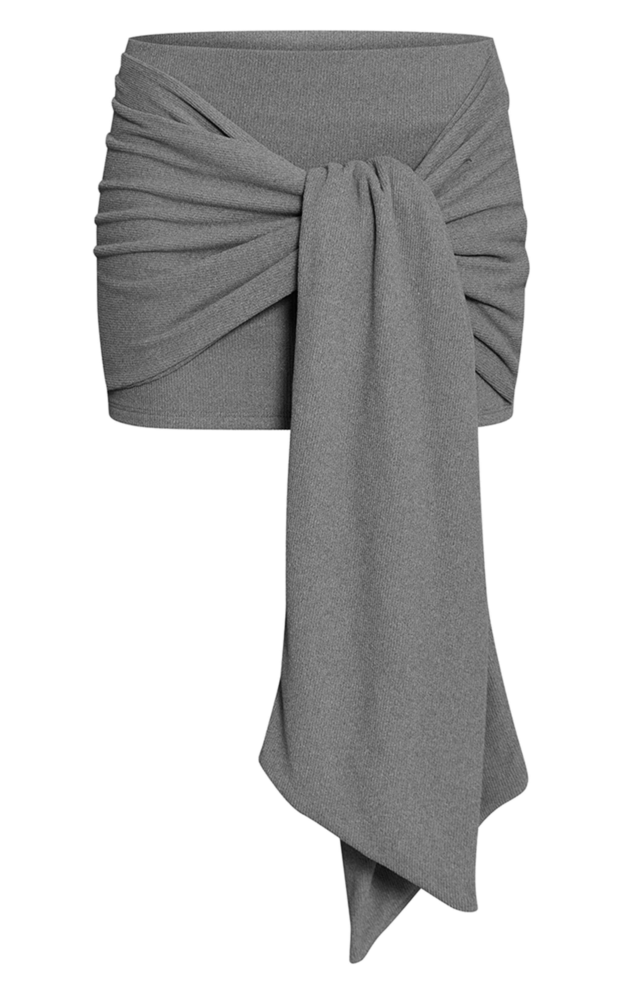 Charcoal Soft Brushed Knot Drape Mini Skirt  image 6