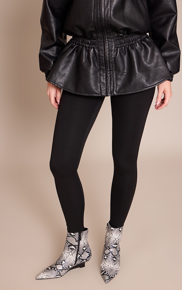 Grey Snake PU Kitten Wedge Ankle Boots