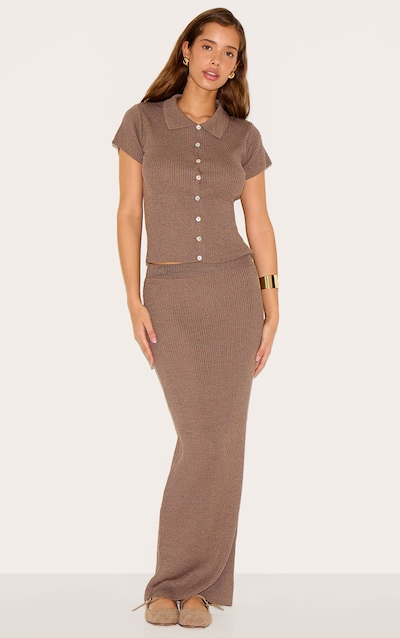 Jupe longue en filigrane café au lait foncé