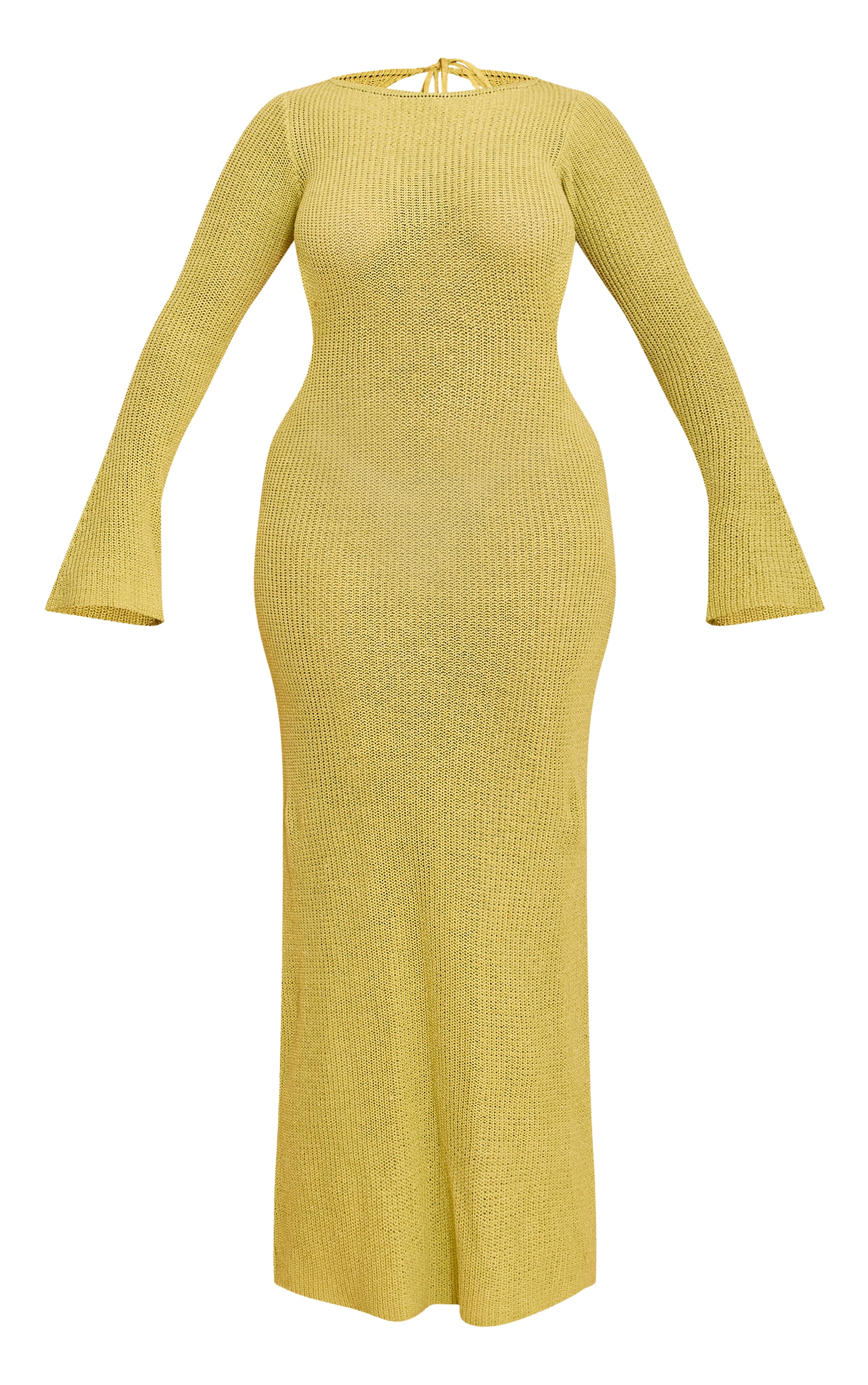 Shape Lime Knitted Boat Neck Open Back Maxi Dress image 5