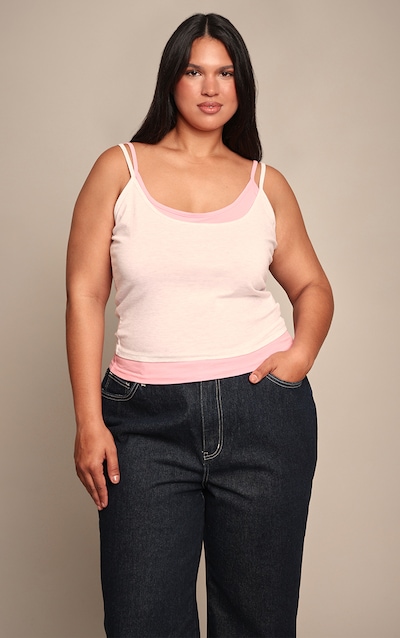 Plus Grey Marl Overlay Detail Strappy Vest Top