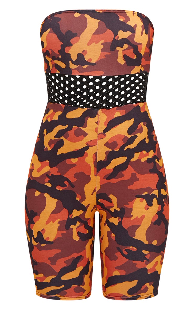 Orange Camo Unitard PrettyLittleThing