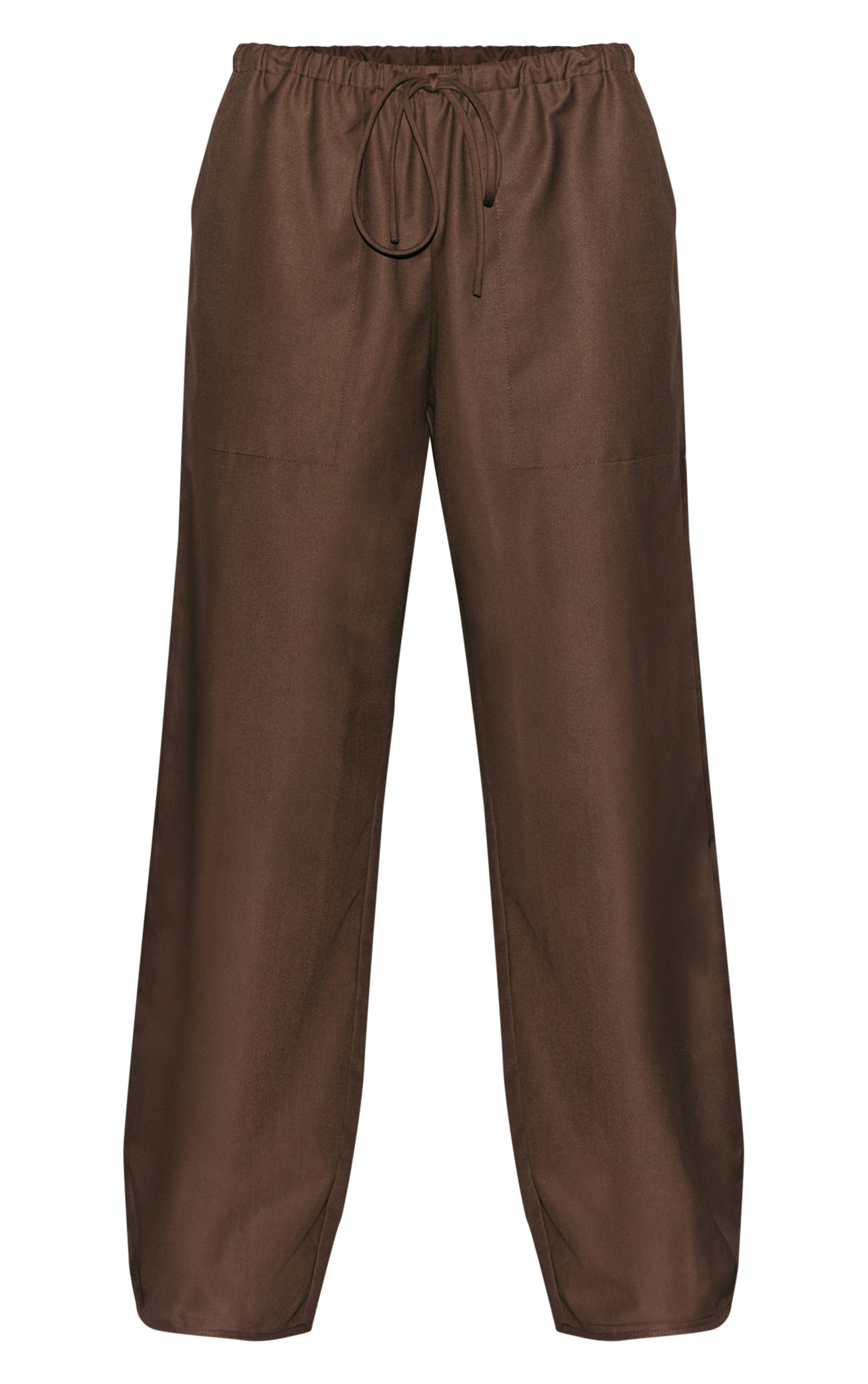 Pantalon décontracté tissé chocolat à cordons ajustables et taille basse image 5