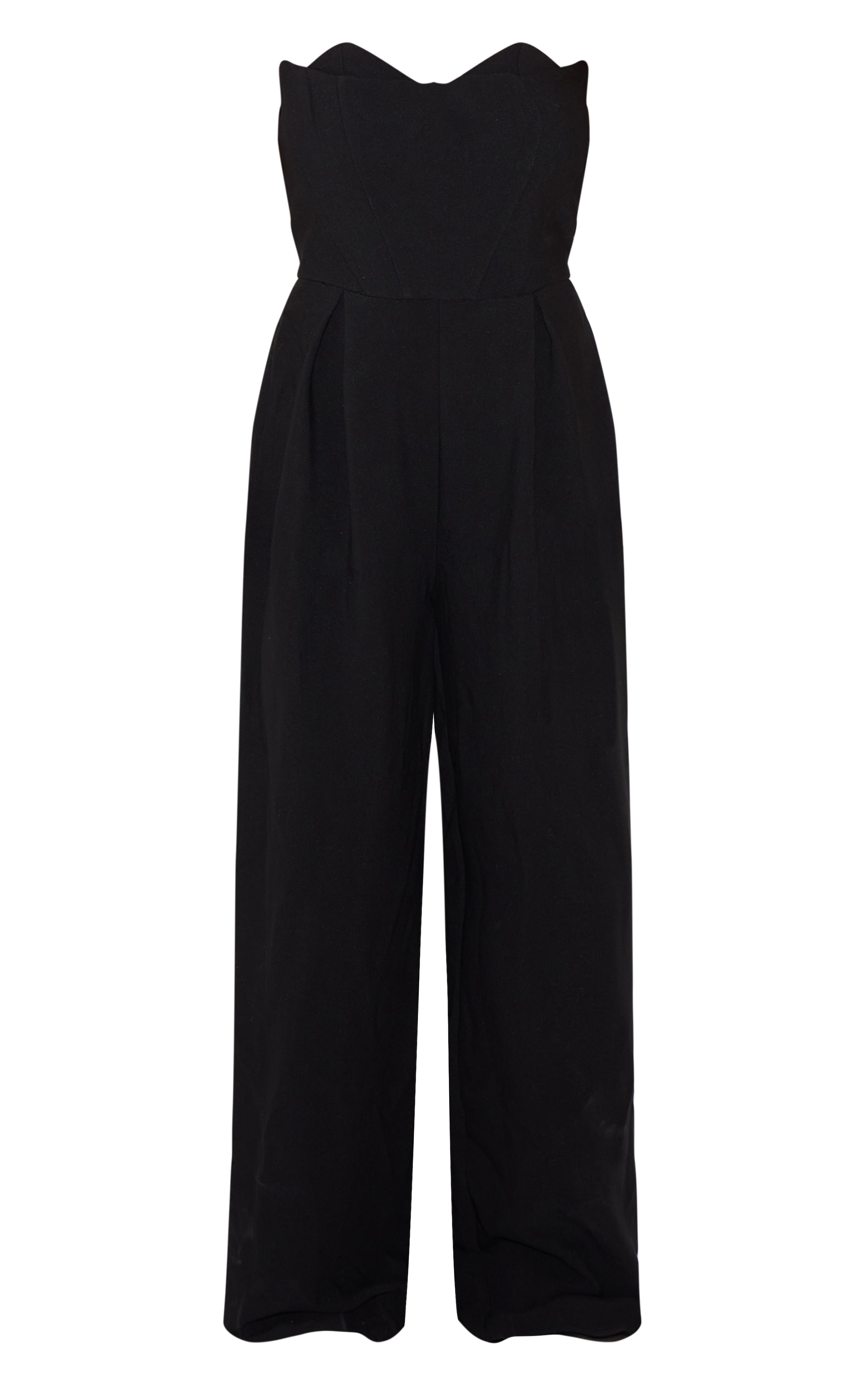 PLT Label Plus Black Corset Bust Detail Wide Leg Tailored Jumpsuit image 5