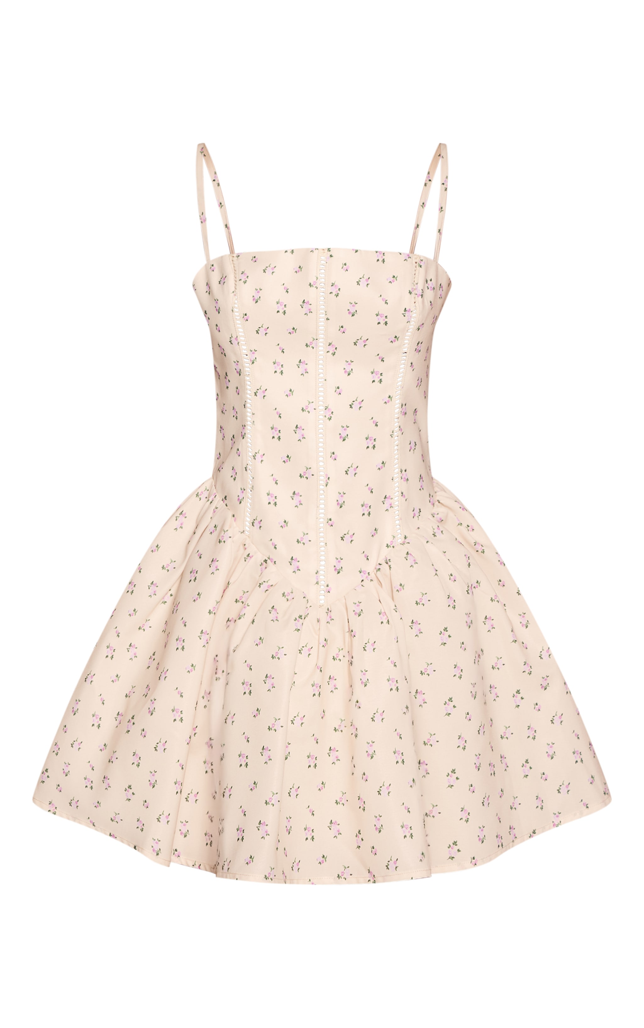 Petite Butter Yellow Floral Square Neck Dropped Waist Shift Mini Dress image 5