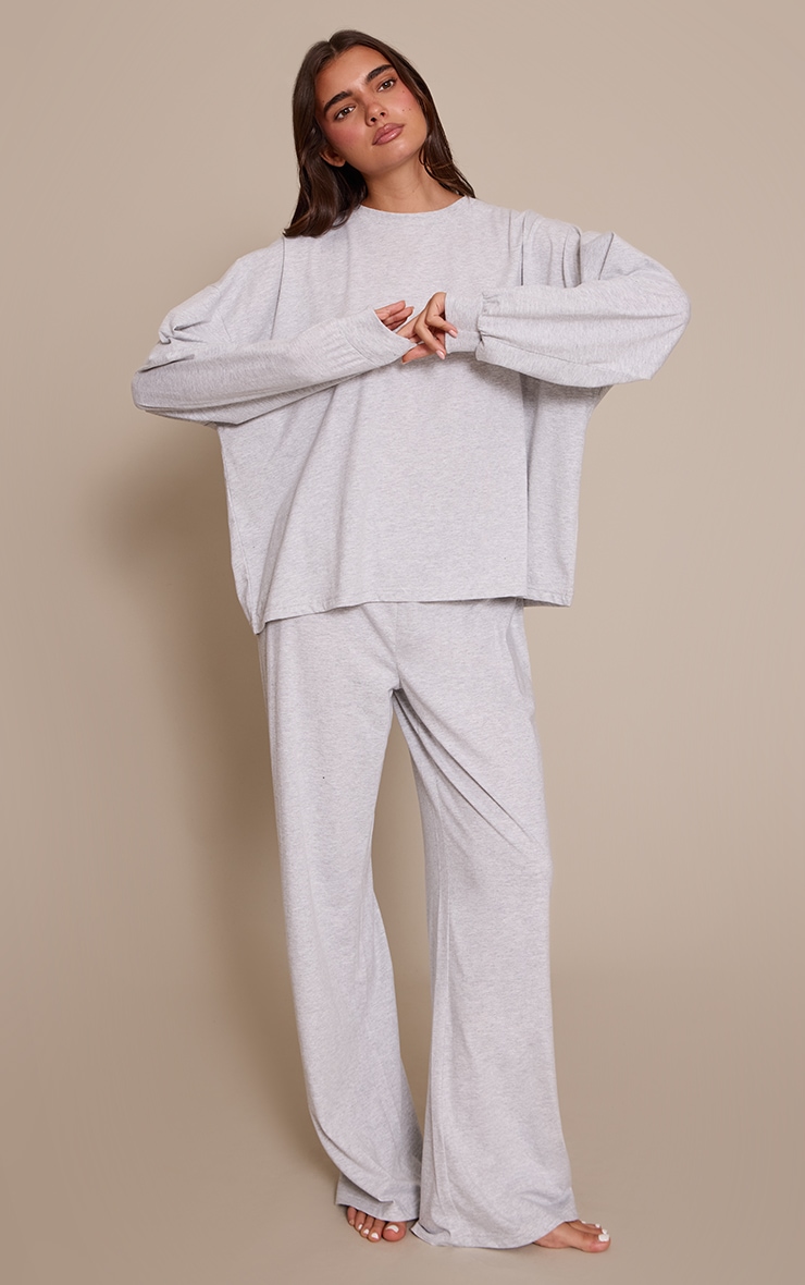 Ash Grey Long Sleeve Oversized Pyjama Top image 3
