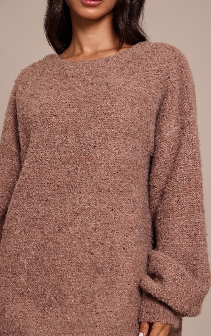 Petite Chocolate Open Back Knitted Dress image 4