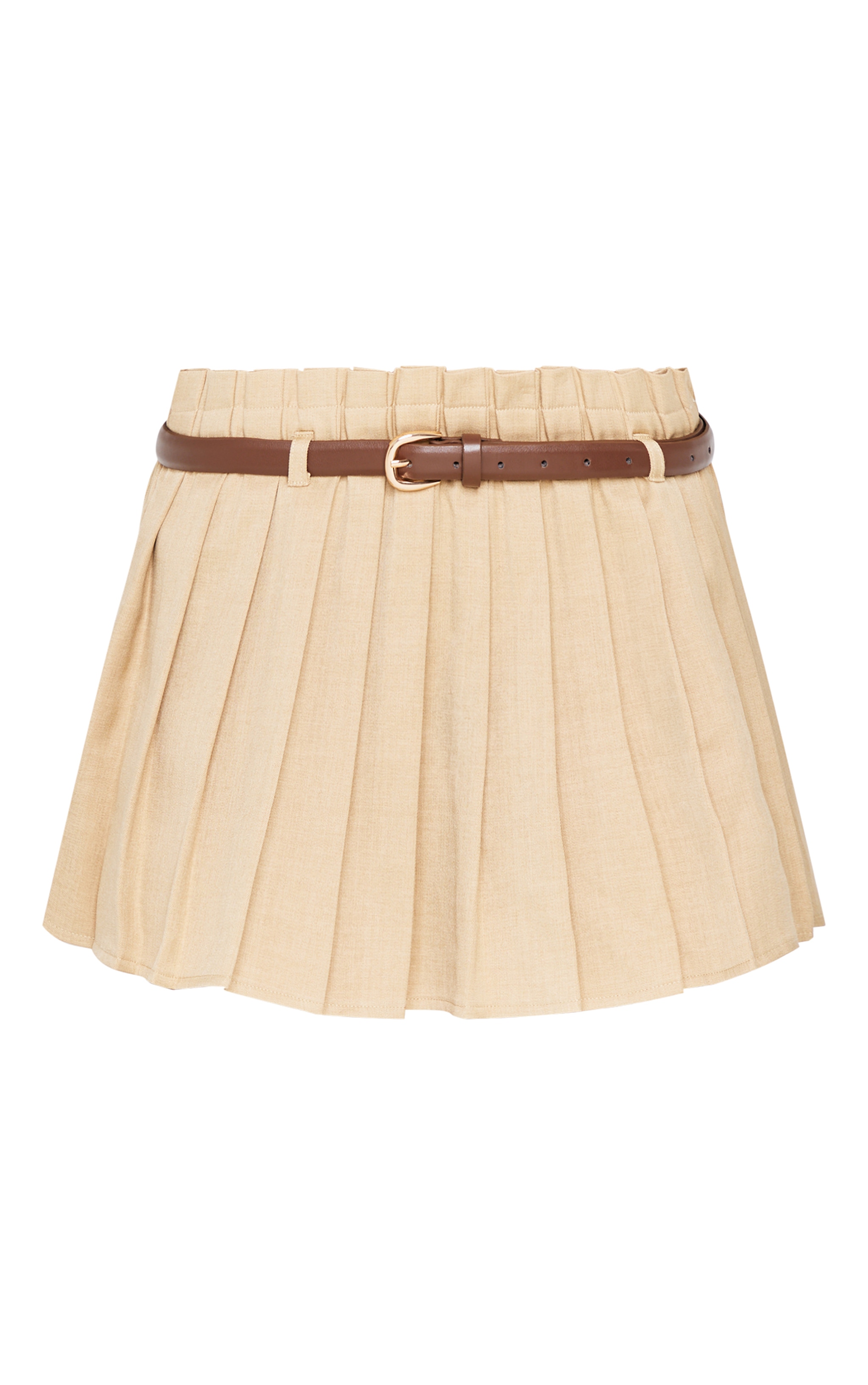 Stone Tailored Woven Pleated Paper Bag Waistband Mini Skirt image 6