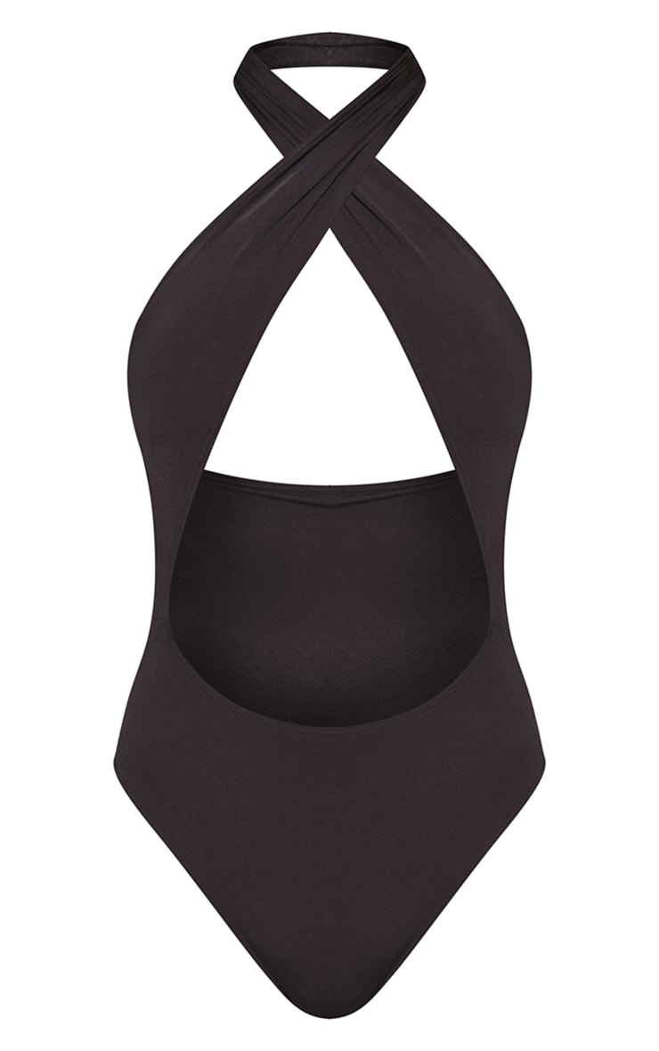 Black Twist Front Seamless Swimsuit image 1