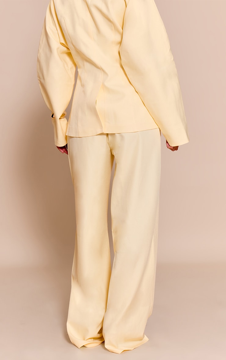  Butter Cream Premium Woven Tailored Wide Leg Pleated Front Pants image 3