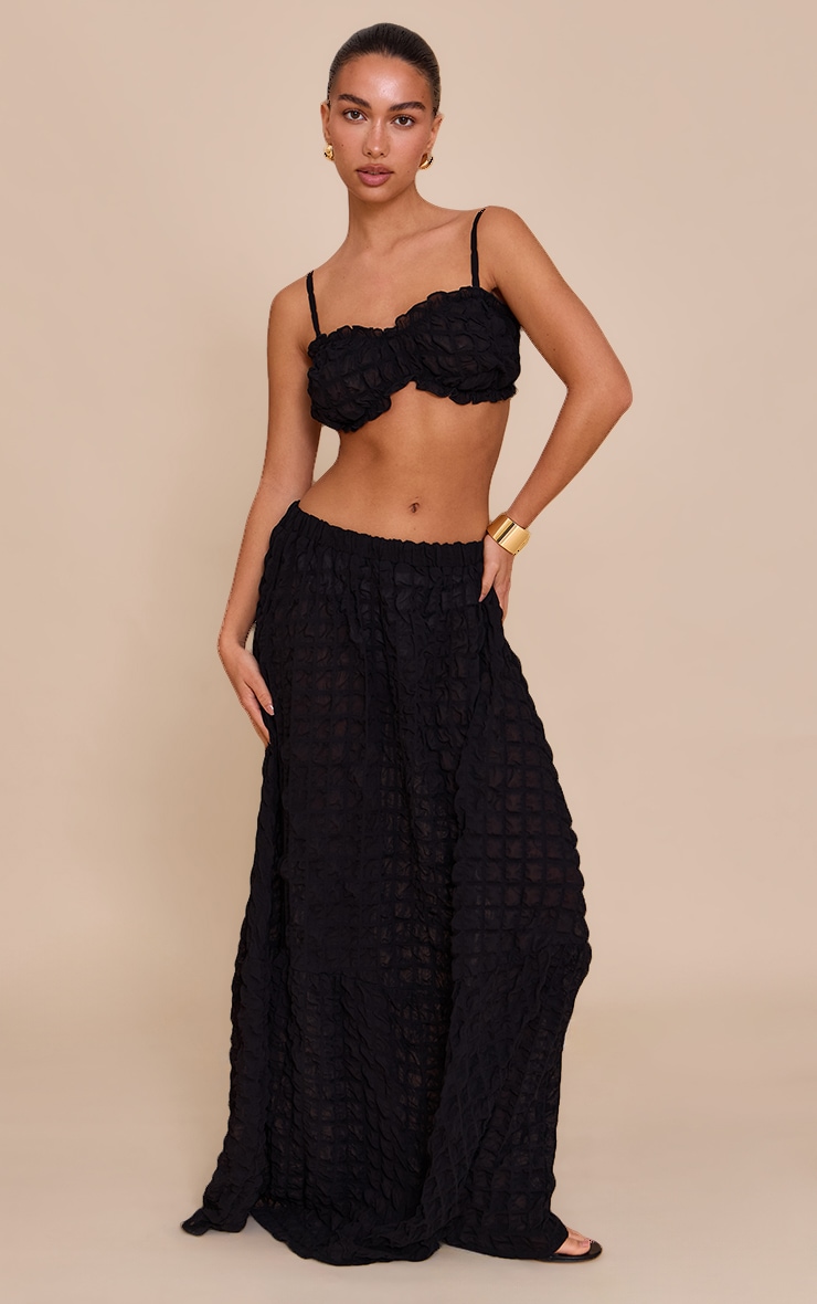 Bralette texturée noire froncée image 3