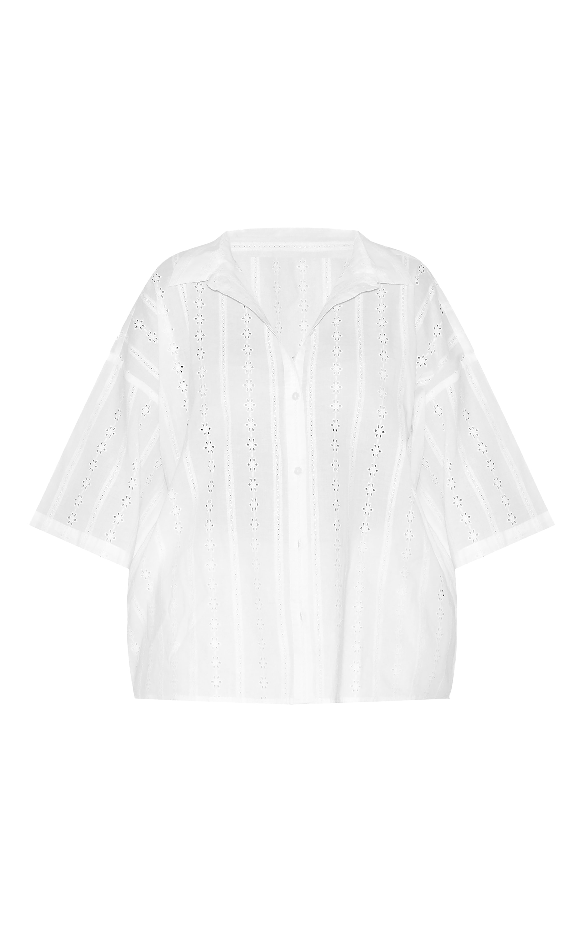 Plus White Broderie Boxy Shirt image 5