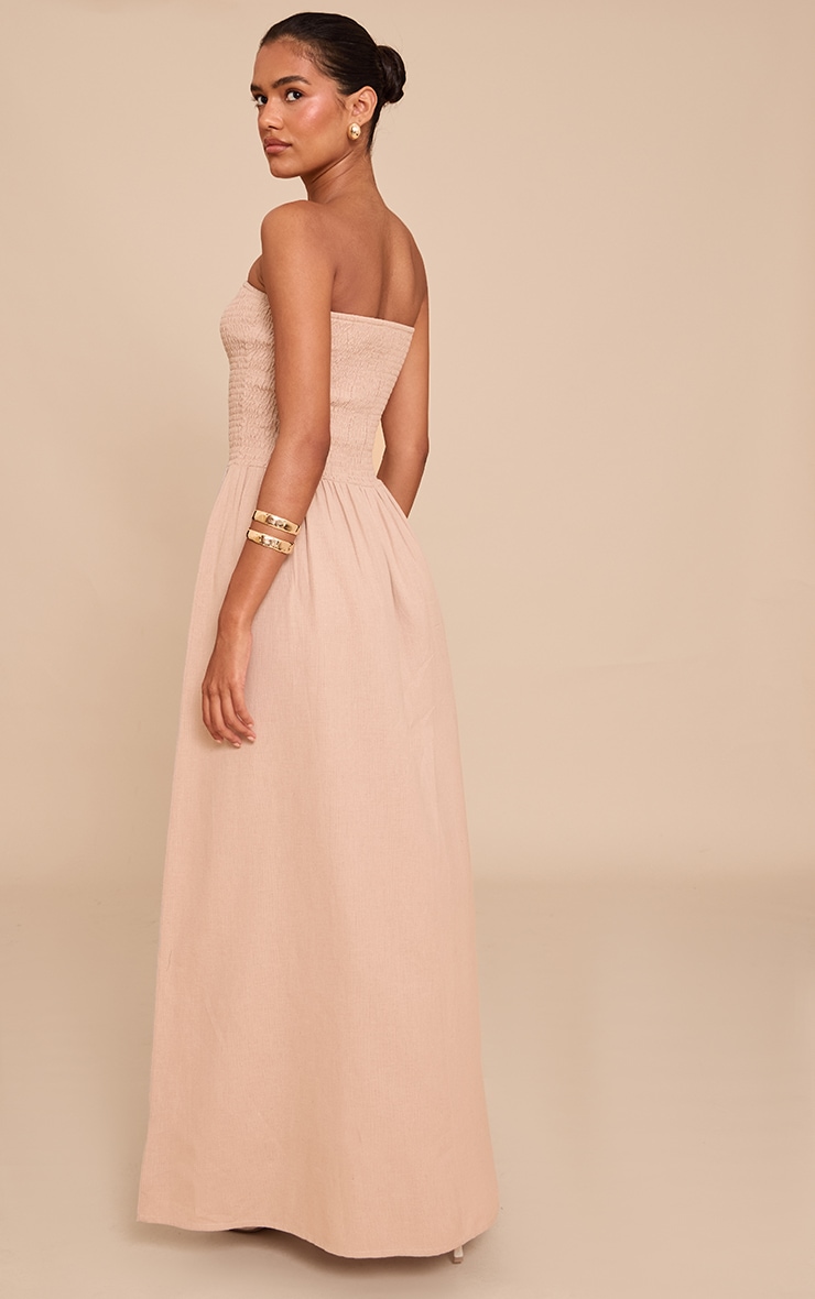 Mushroom Bandeau Shirred Detail Maxi Dress image 2