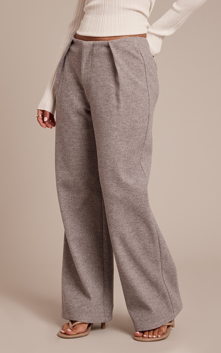 Petite Light Grey Wool Look Belted Pants image 2