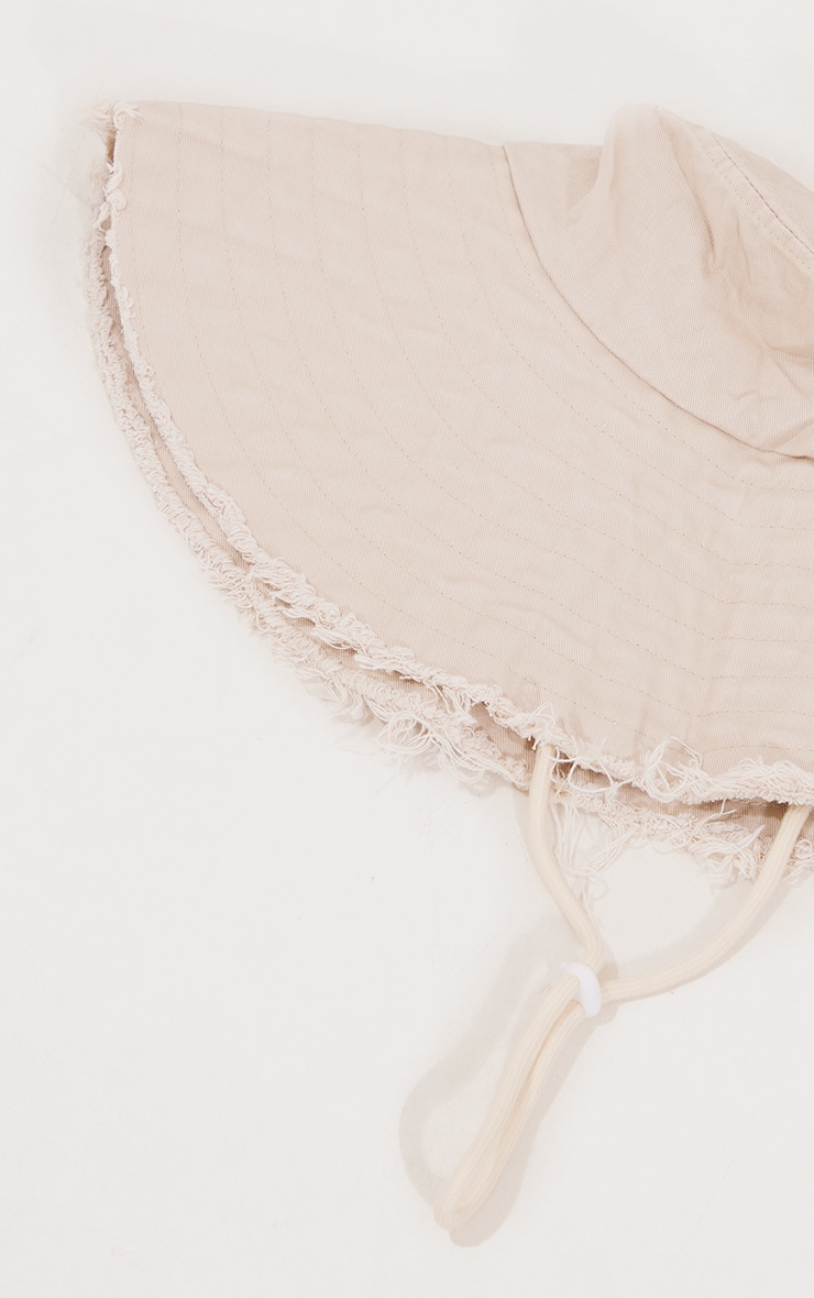 Stone Woven Crinkle Brim Frayed Hat PrettyLittleThing