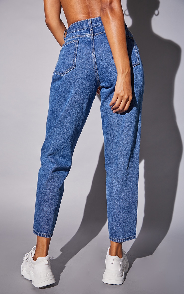 Mid Blue Wash Basic Dad Jeans image 3