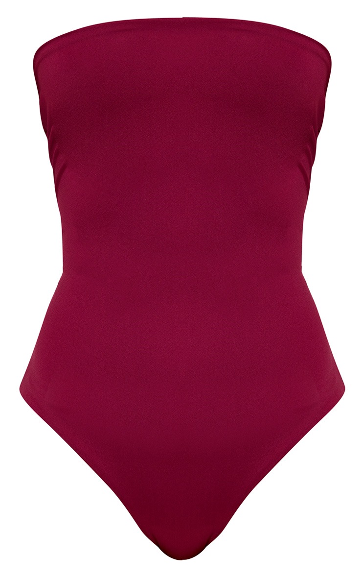 Raspberry Bandeau Swimsuit. Swimwear PrettyLittleThing