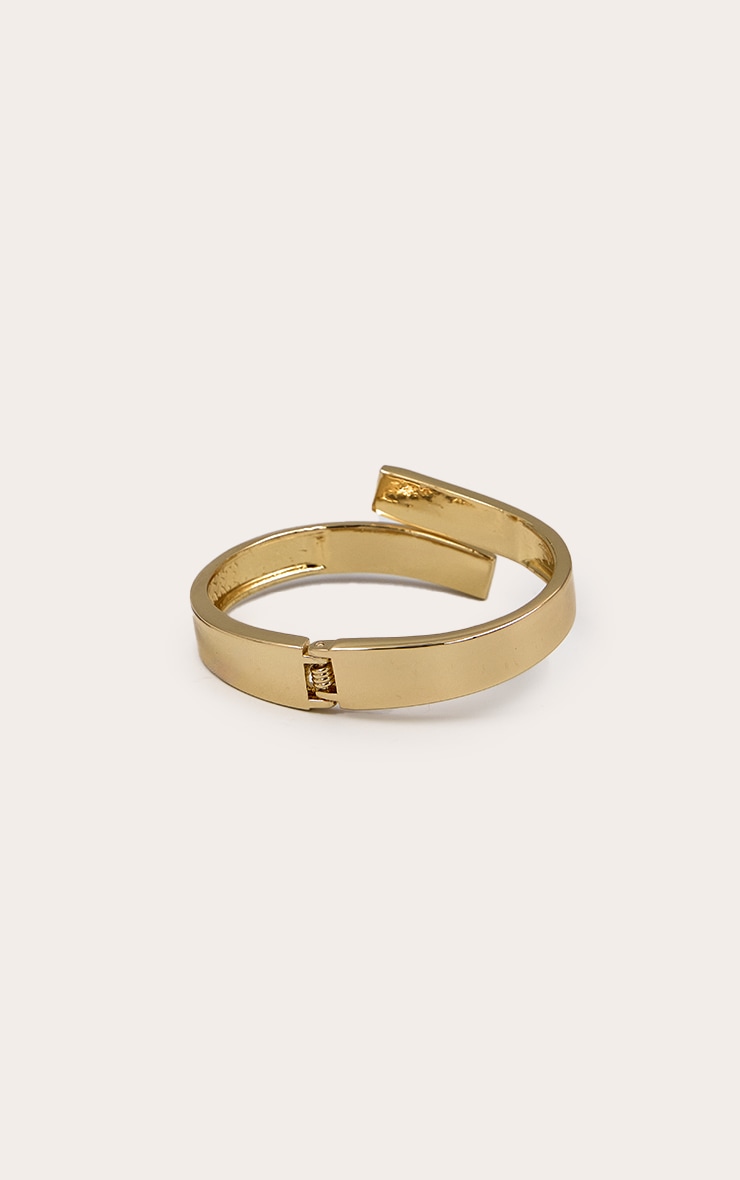Gold Smooth Skinny Overlap Clasp Cuff image 3