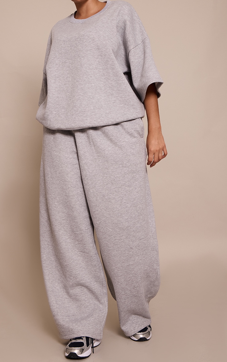 Plus Grey Marl Barrel Leg Sweatpants image 2