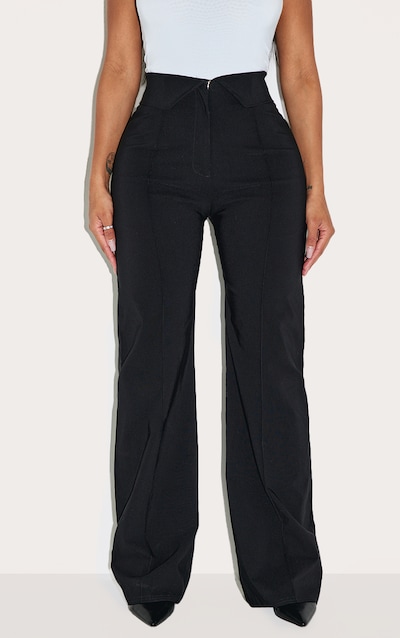 Shape Black Stretch Woven Fold Over Waistband Wide Leg Pants