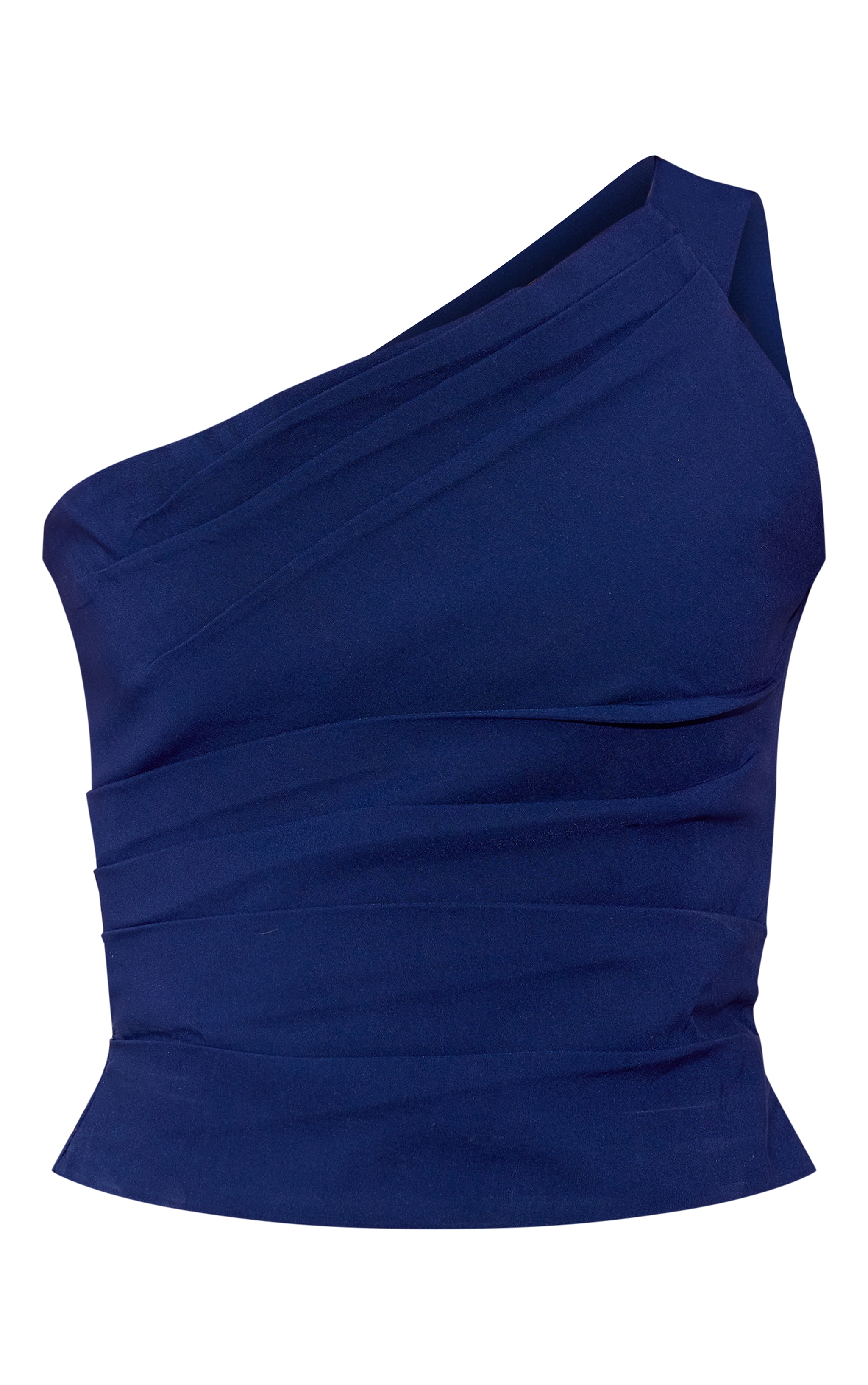 Navy Ruched Bengaline Asymmetric Top image 5