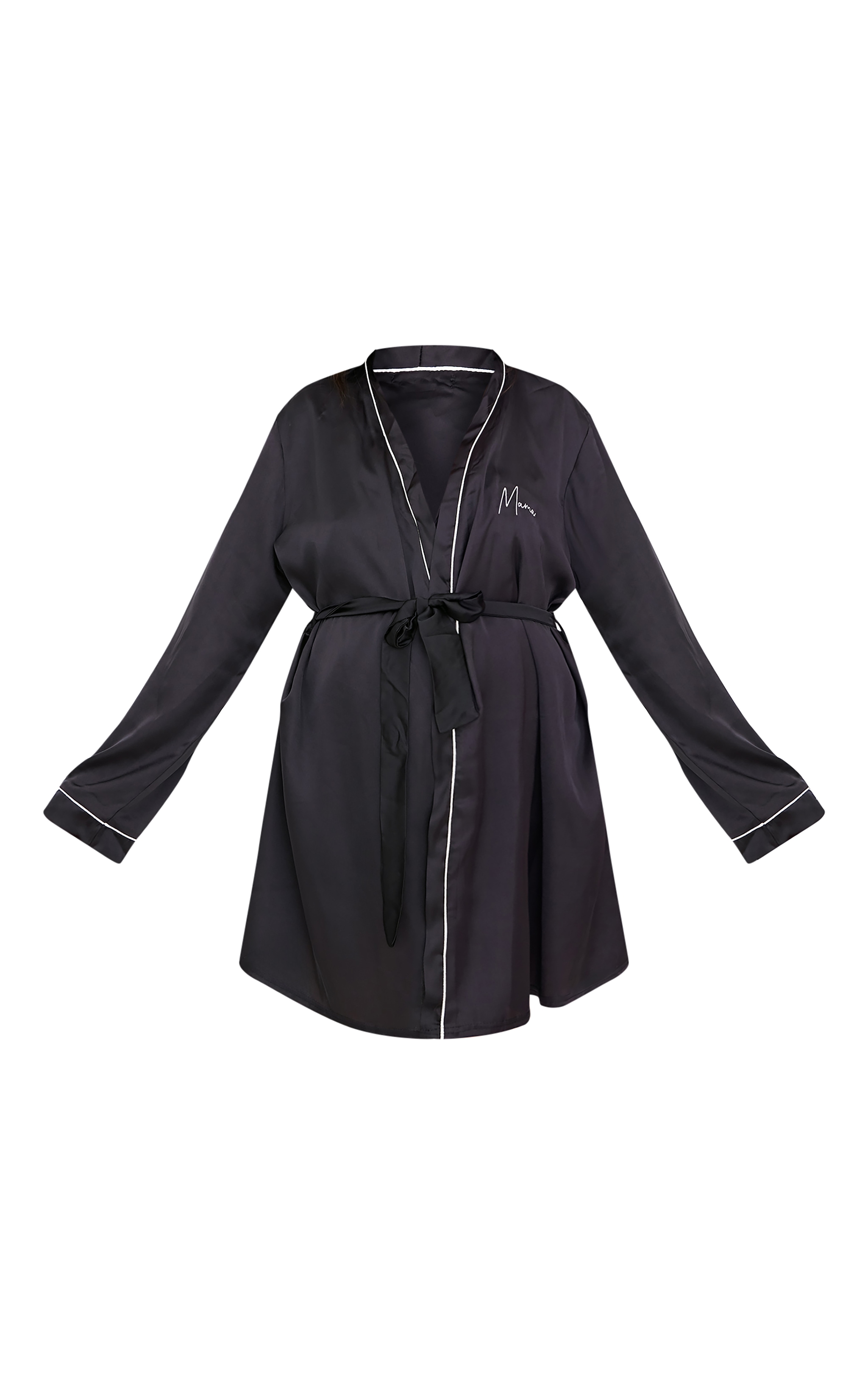 Maternité Peignoir de grossesse satiné noir noué à la taille image 5