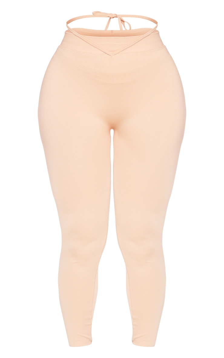 PRETTYLITTLETHING Shape Legging gris pierre à taille nouée et derrière froncé image 5
