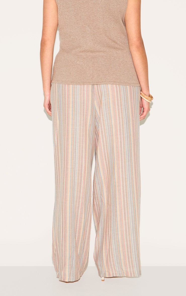 Plus Multi Stripe Linen Look Drawstring Pants image 3