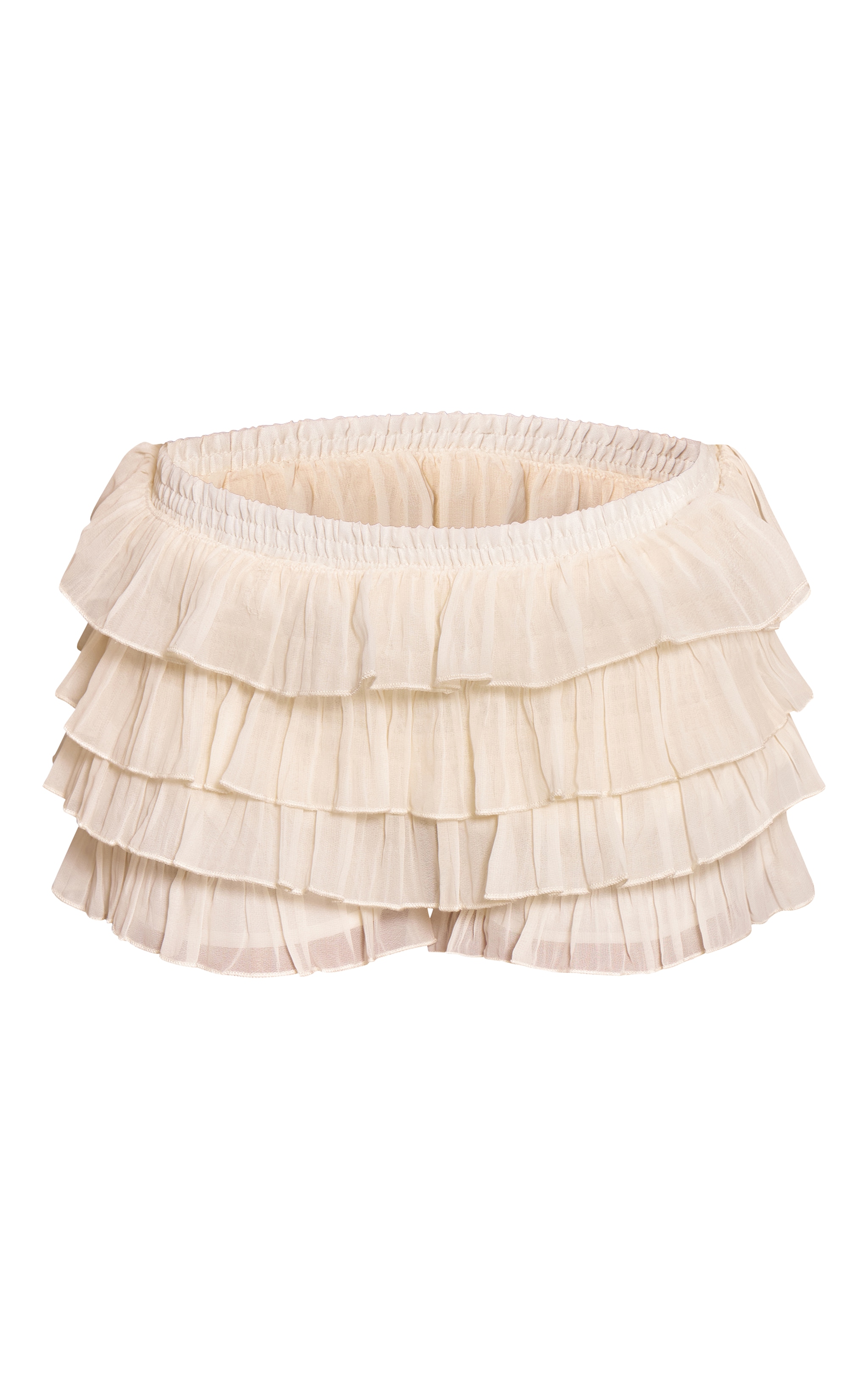 Cream Ruched Textured Low Rise Bloomer Shorts image 6