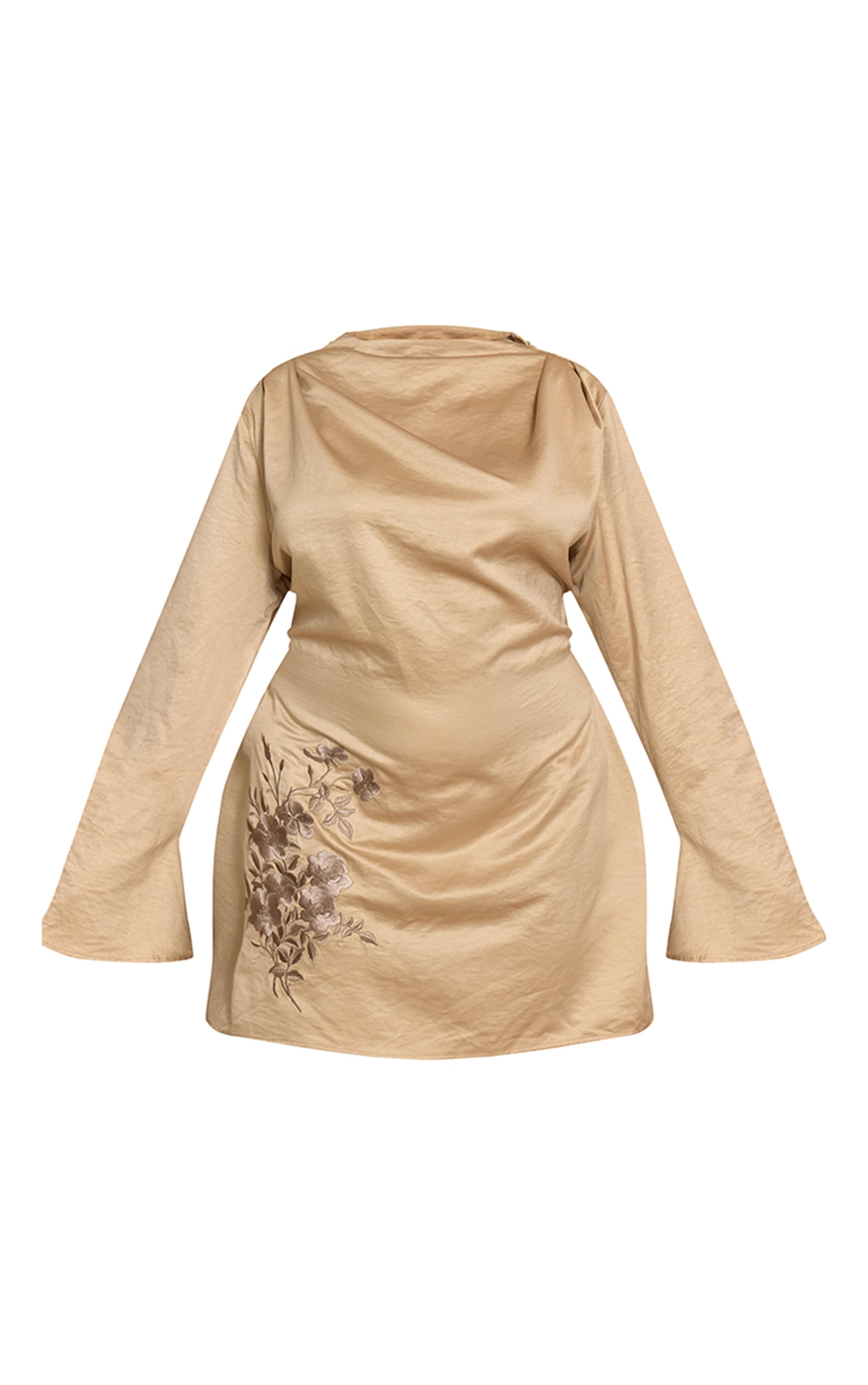 PLT Label Plus Stone Satin Embroidered Cowl Back Bodycon Dress image 5
