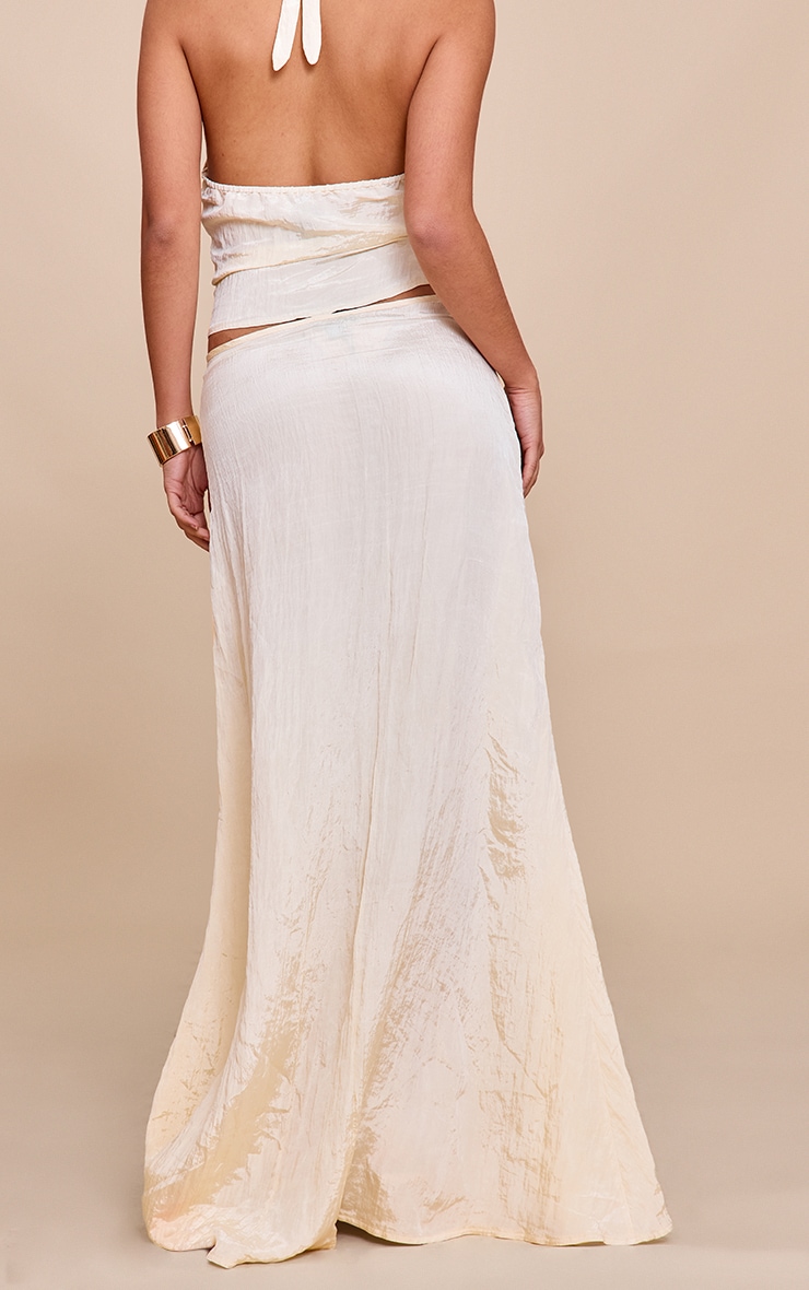 Butter Yellow Textured Woven Floaty Maxi Skirt image 3